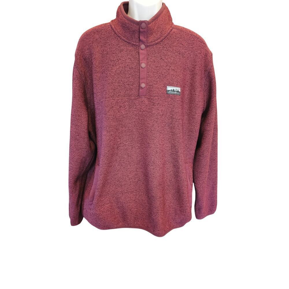 Eddie Bauer size XL red pocket pullover sweater warm EUC preppy mens casual - Picture 1 of 9